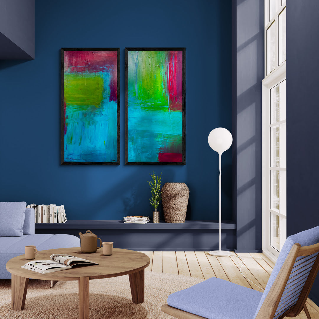 Original Kunstwerk: "Pure Lebensfreude", 2 Stück je 50 *100 cm