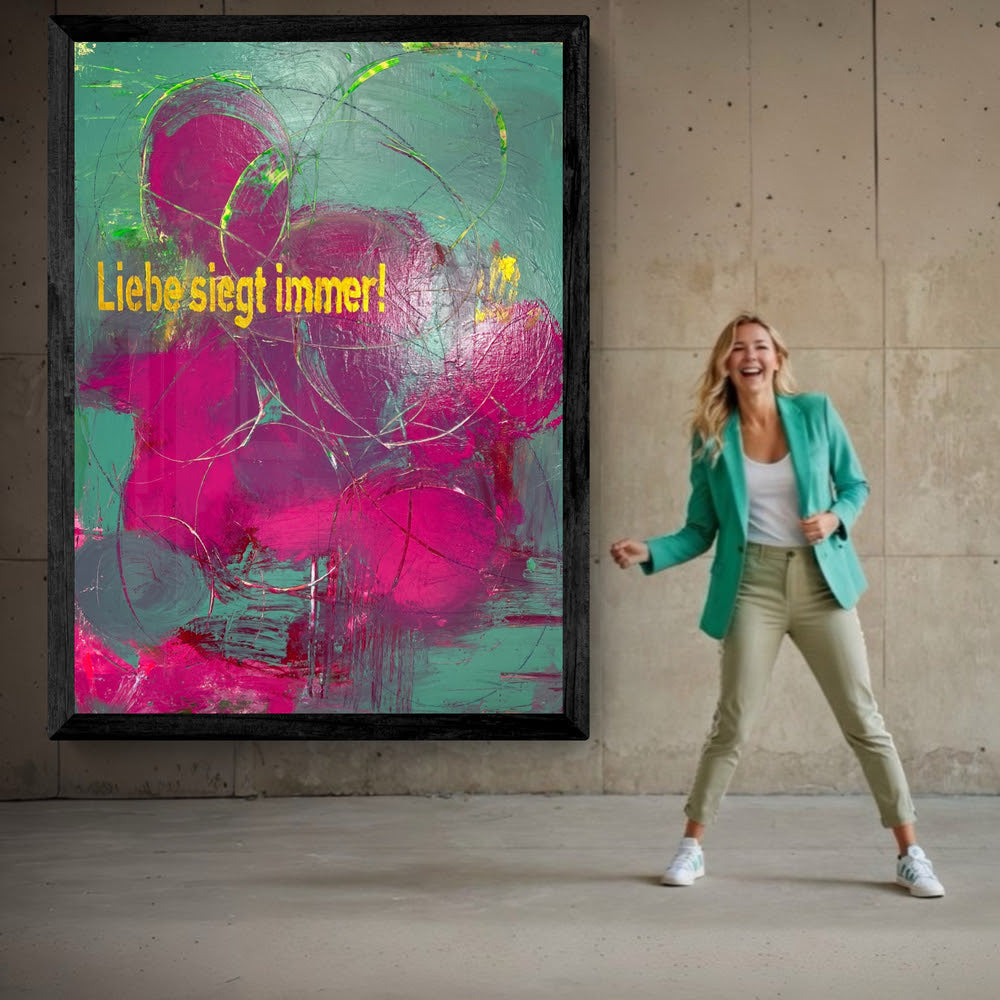 Kunstwerk "Liebe siegt immer 3" - Premium Leinwand-Druck, limitiert auf 10 Stück