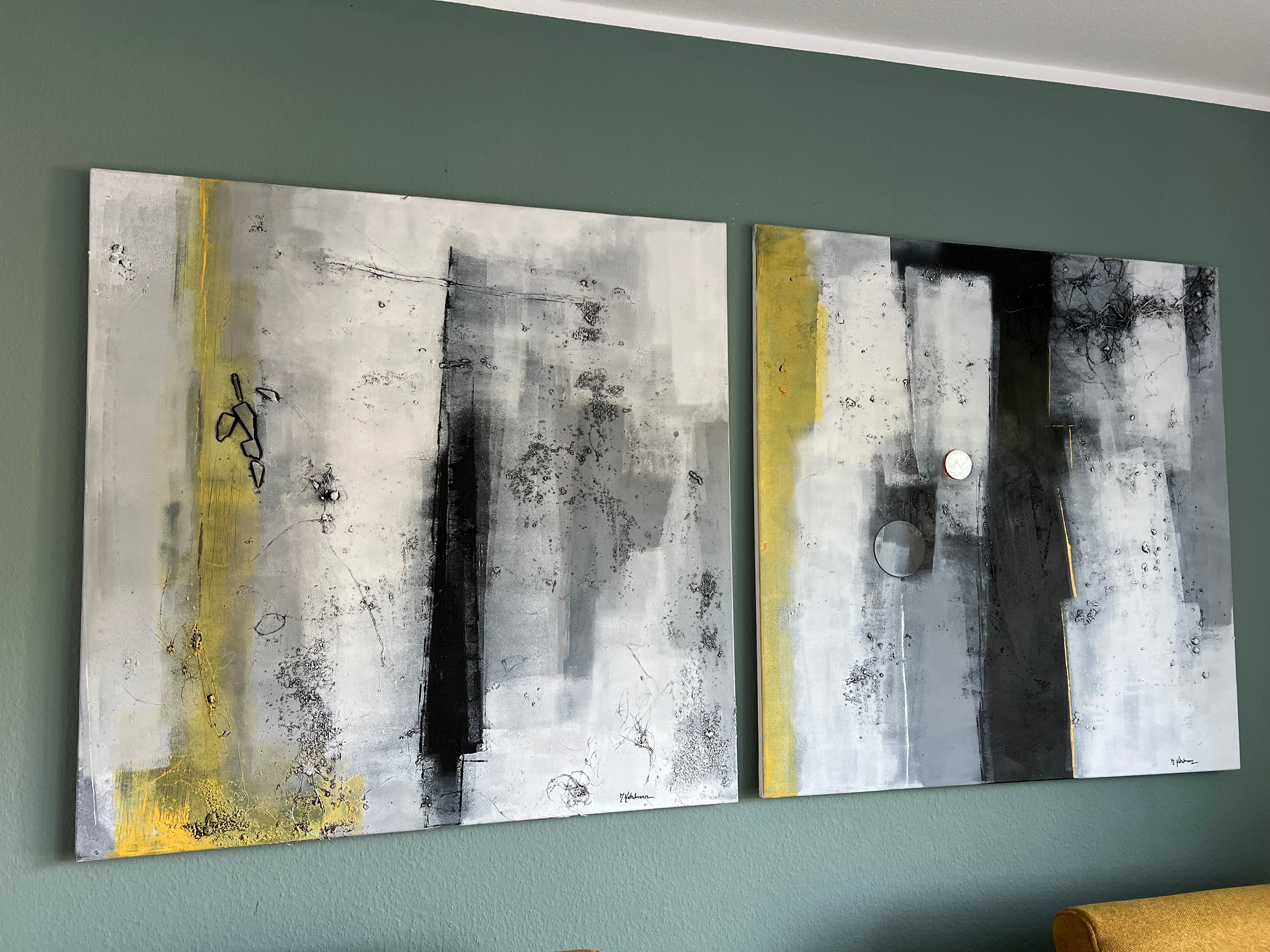 * Sonder-Abverkauf * 2 Kunstwerke "Instinkt 1 & 2" - Exklusive Originale, je 100 x 100 cm