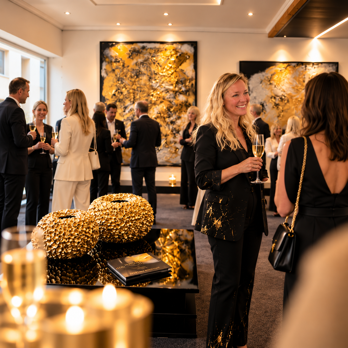 ÜBERFÜLLE-ABEND in der Galerie: Kunst, Champagner und Dein persönliches Goldstück