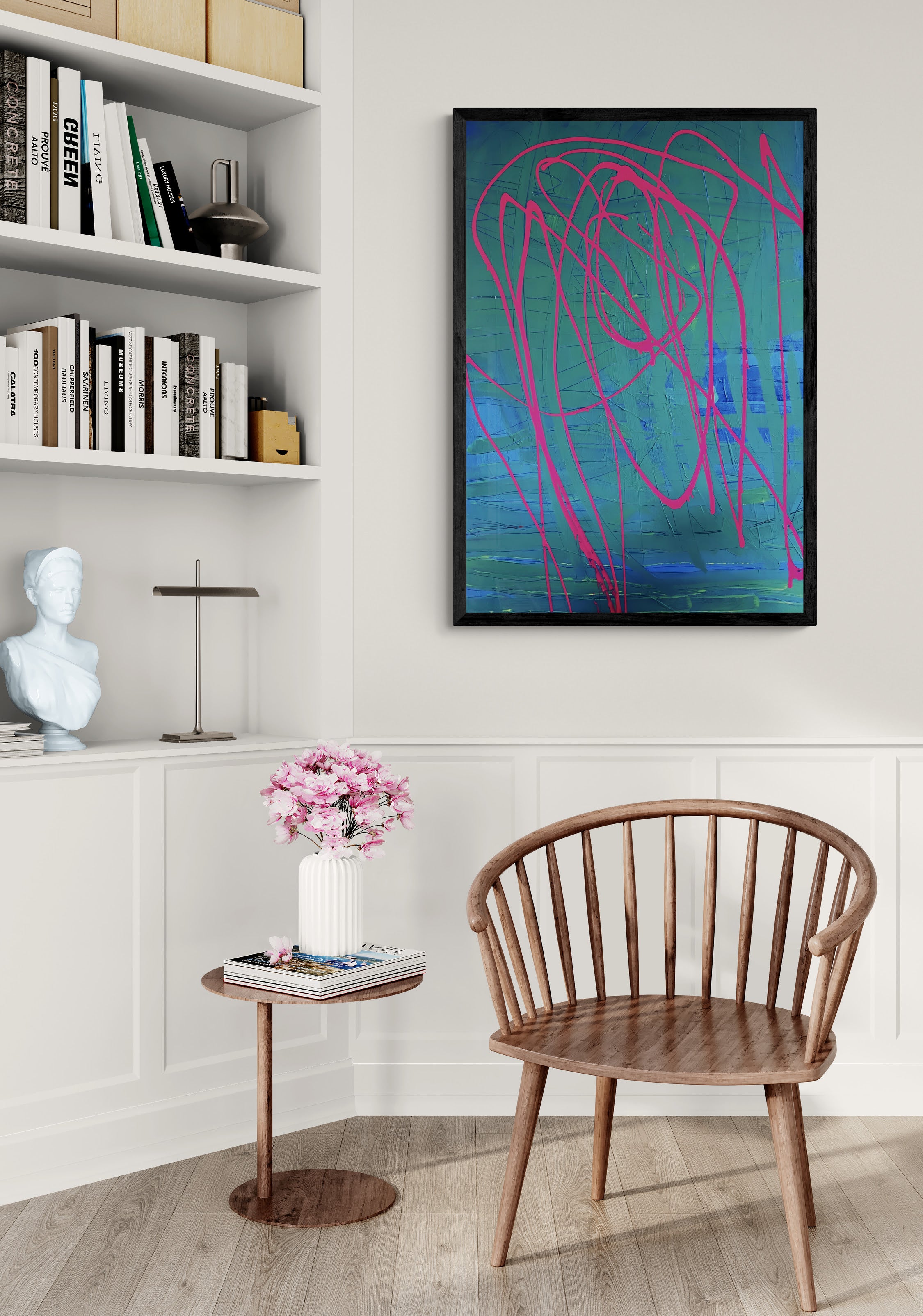 Kunstwerk "Funksoul 3" - Poster-Druck im Holz-Rahmen