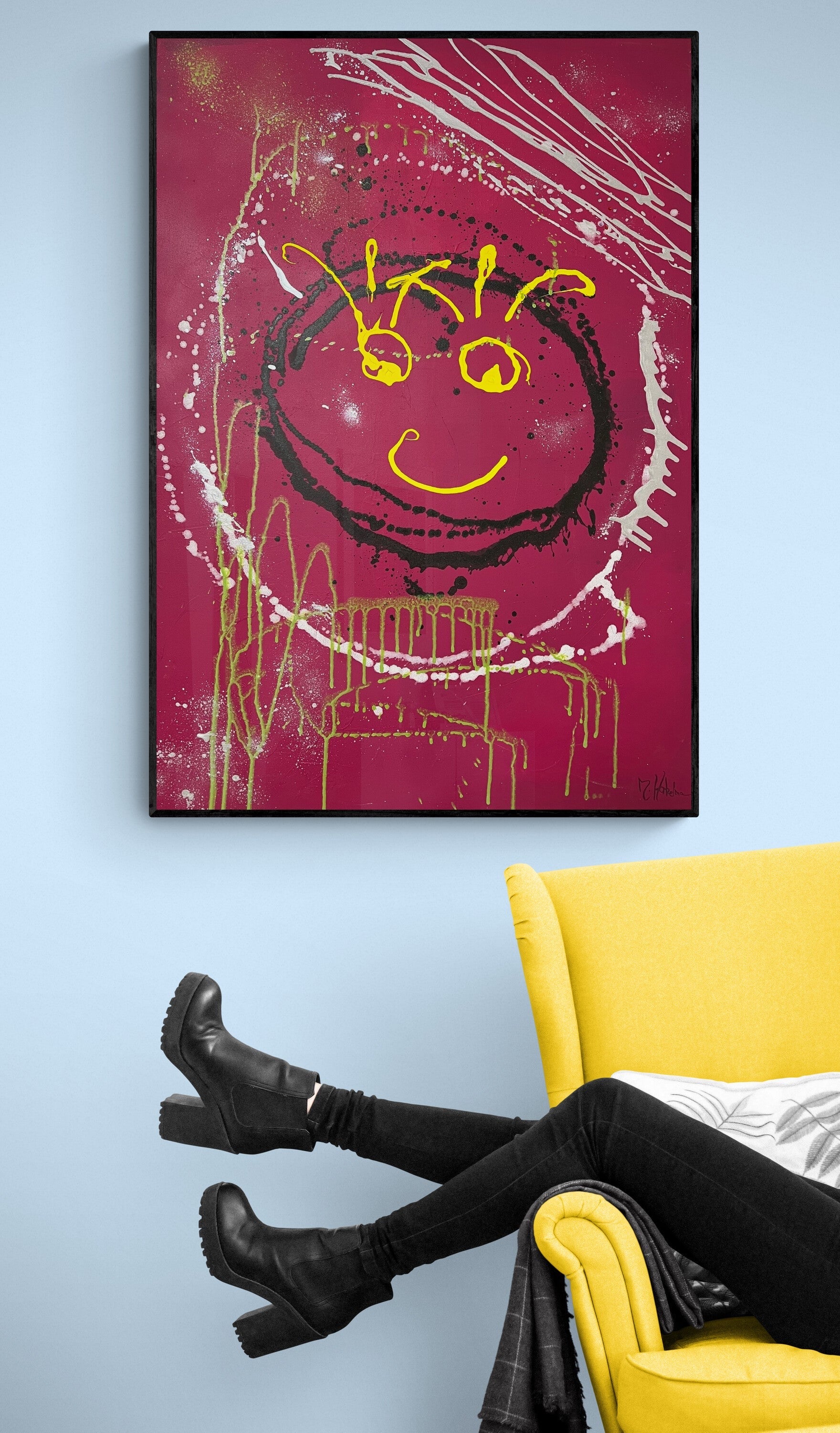 3 Kunstwerke „Glücks-Bündel“ - Premium Poster mit Rahmen