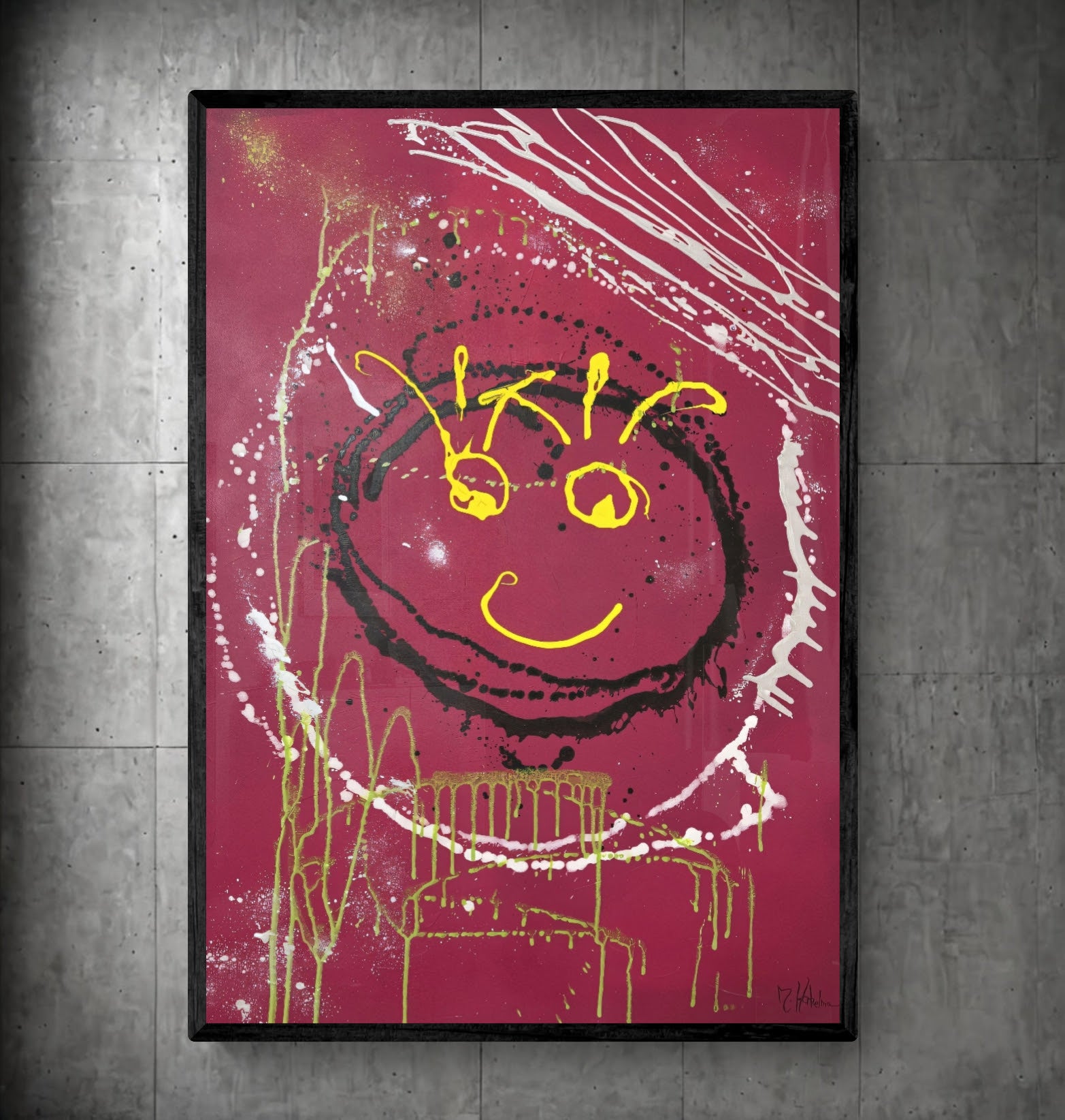 Kunstwerk "Funksoul 1" - Poster-Druck im Holz-Rahmen