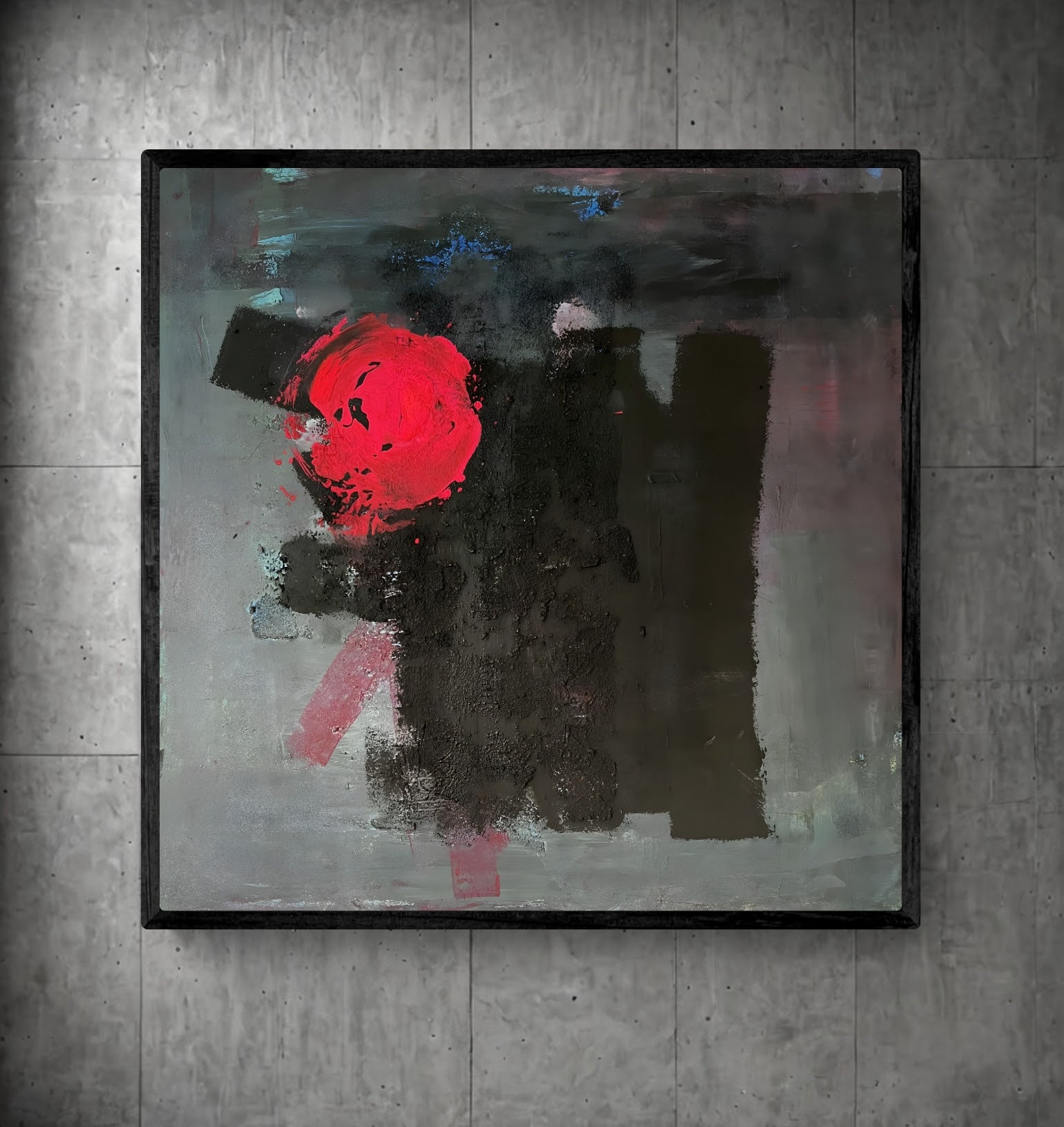 Kunstwerk "Schwarz-Pinke Schönheit" - Poster-Druck im Holz-Rahmen