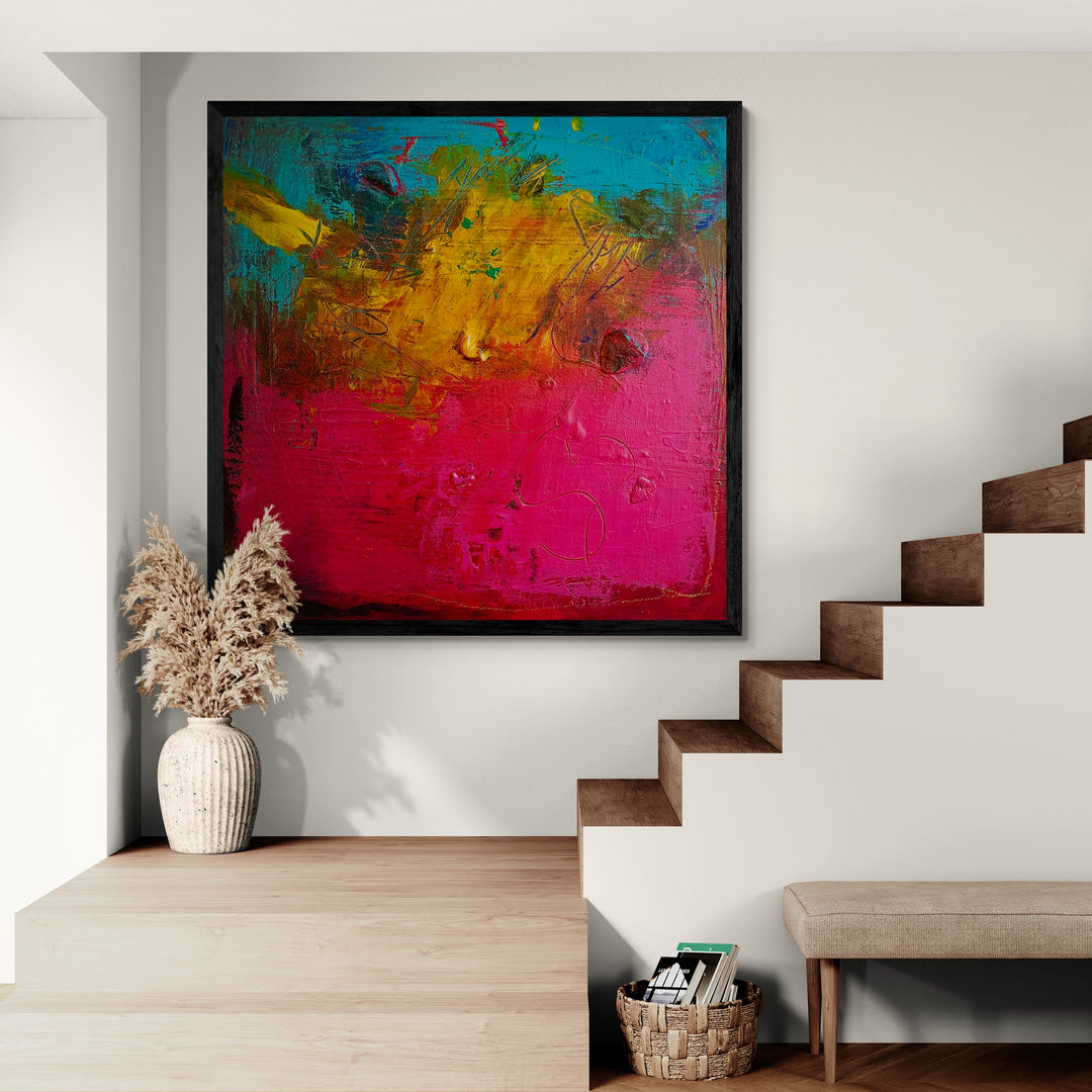 Bild Kunstwerk Martina Krone ART Positive Energie Abstrakte Kunst pink knallpink Lebensfreude Modern Art