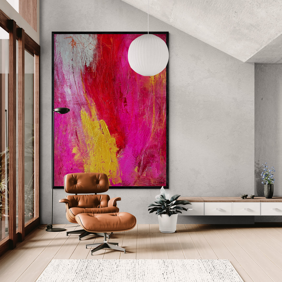 Modernes Kunstwerk in pink, rot, viel gold und silber, Modern Art, abstrakte Kunst, moderne Kunst, großes Kunstwerk, buntes Bild, Wohnzimmer Kunst, Acrylbild, handgemalte Kunst, exklusive Kunst, mutiges Kunstwerk, Martina Krone ART, Seelen-Orgasmus, Künstlerin, Kunst vom Bodensee, global Artist, Bild, Kunstwerk, Kunstatelier Bodensee, Kunst und Unternehmertum, privater Malkurs, Leinwand-Drucke, Kunstdrucke