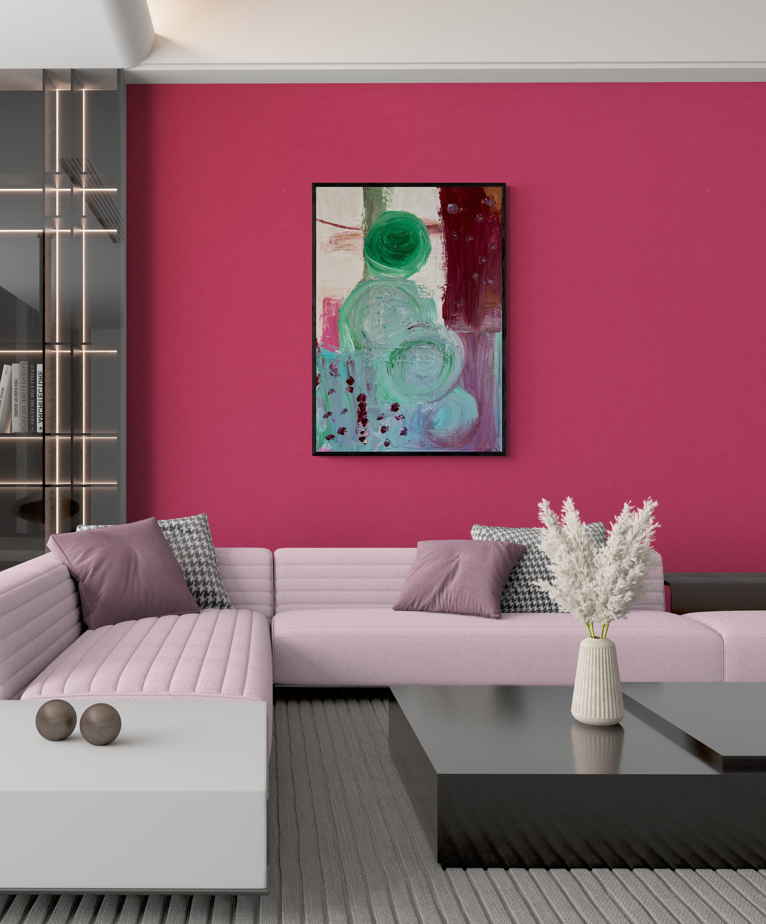 Original Kunstwerk "Menschen auf der blühenden Wiese", 90*130 cm