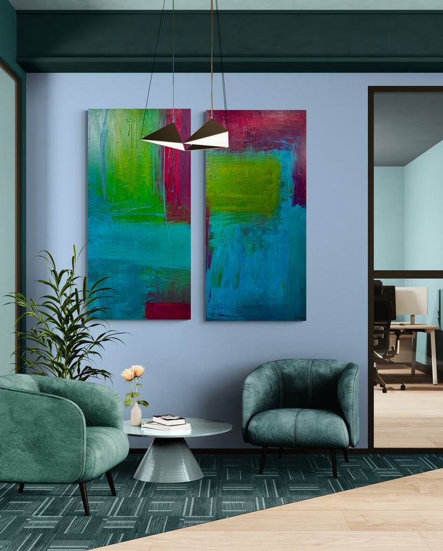 Original Kunstwerk: "Pure Lebensfreude", 2 Stück je 50 *100 cm