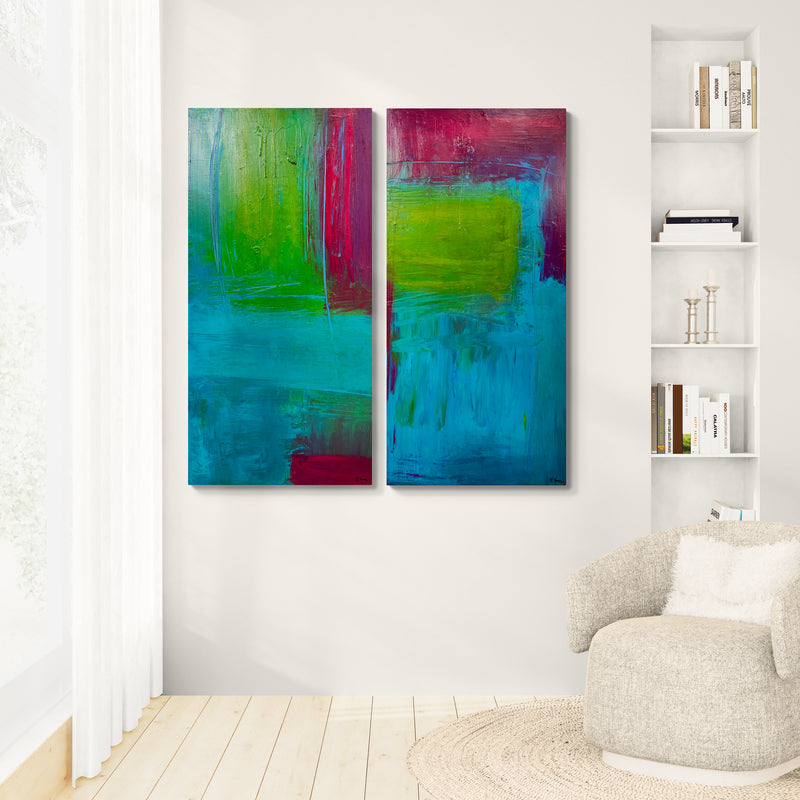 Original Kunstwerk: "Pure Lebensfreude", 2 Stück je 50 *100 cm