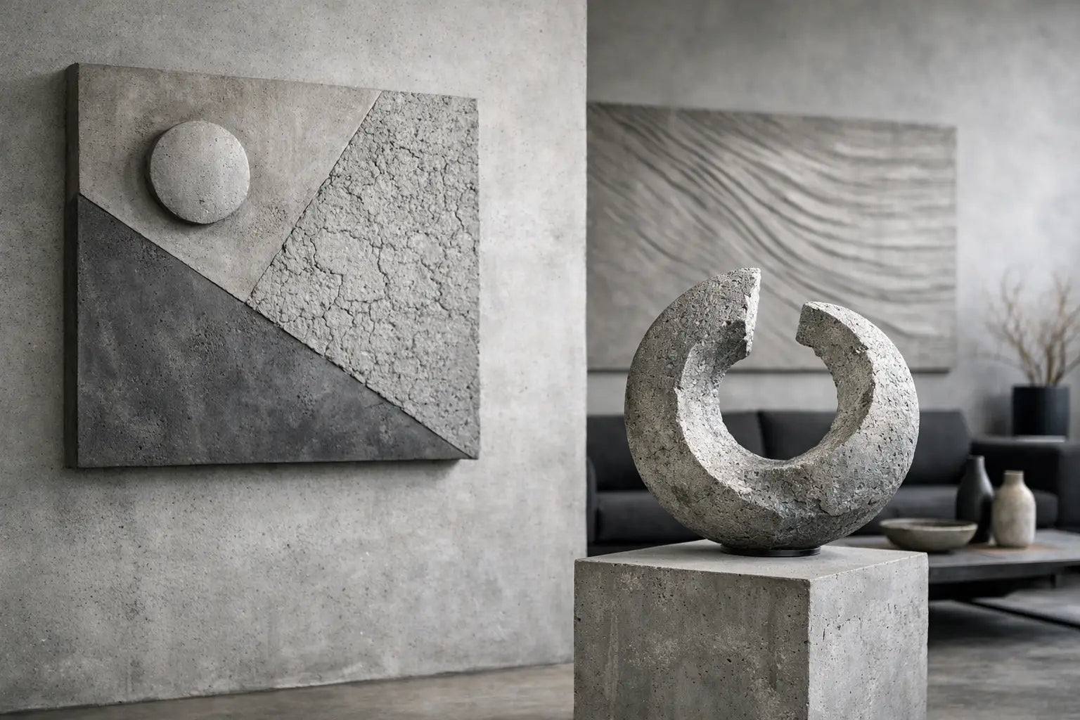 Kunst mit Beton und Struktur für starke Räume