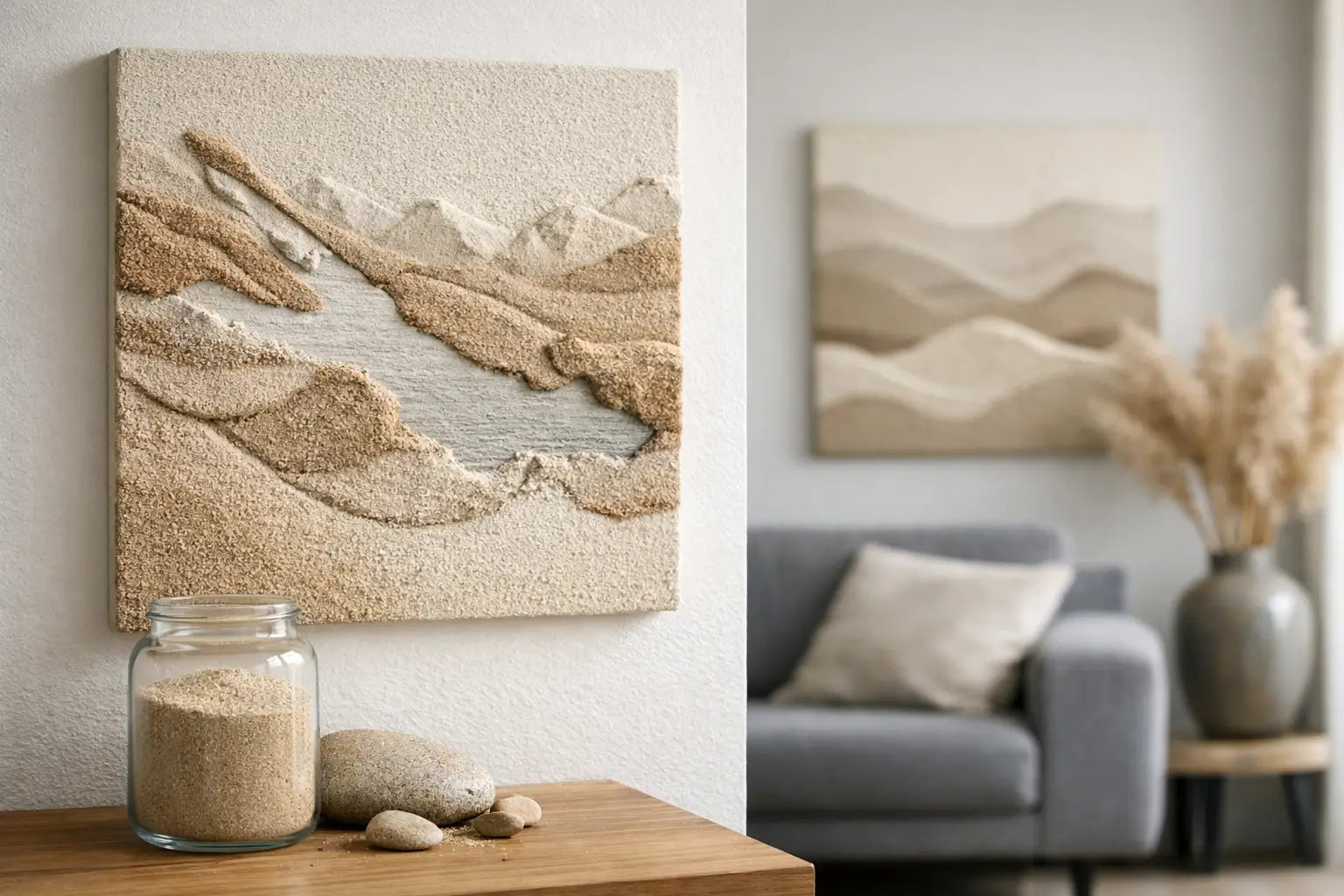 Kunstwerke mit Bodensee-Sand, die Räume prägen
