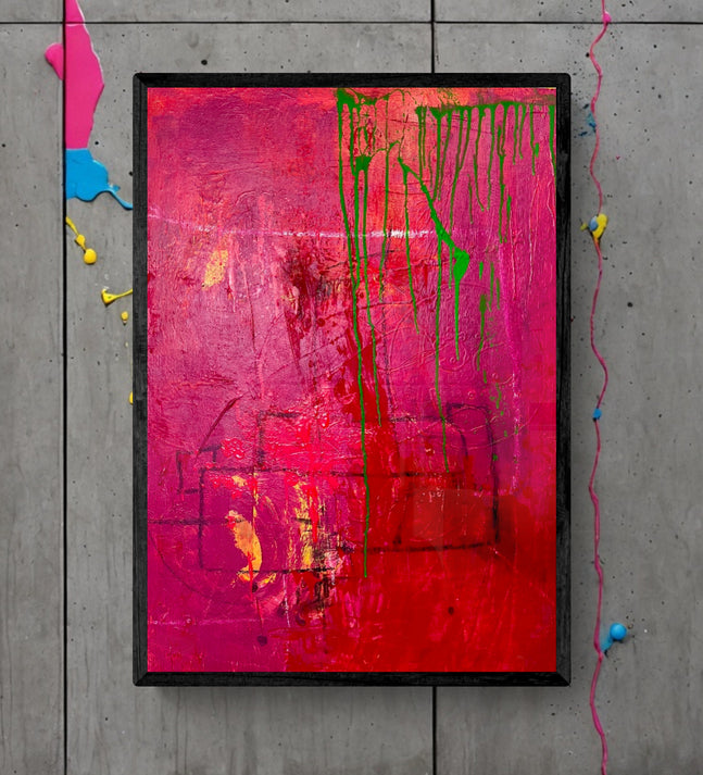 Original Acrylic Painting: &quot;Black and Pink Beauty&quot; - Exclusive one-of-a-kind Artwork, 100*100 cm (39 inch)