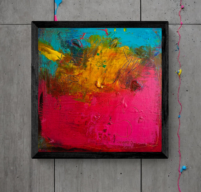 Artwork &quot;Positive Energy 2&quot; - Poster Print in Wooden Frame