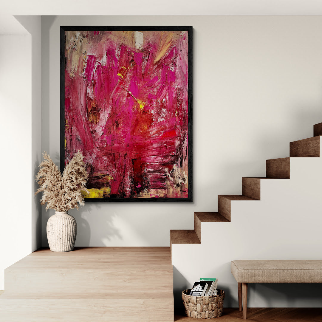 Original Acrylic Painting: &quot;Black and Pink Beauty&quot; - Exclusive one-of-a-kind Artwork, 100*100 cm (39 inch)