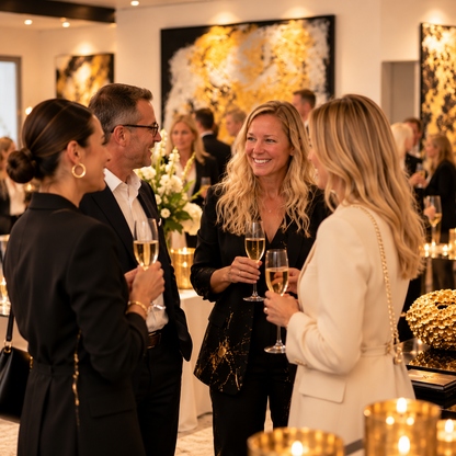 ÜBERFÜLLE-ABEND in der Galerie: Kunst, Champagner und Dein persönliches Goldstück