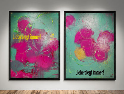 Kunstwerk &quot;Liebe siegt immer 3&quot; - Premium Leinwand-Druck, limitiert auf 10 Stück