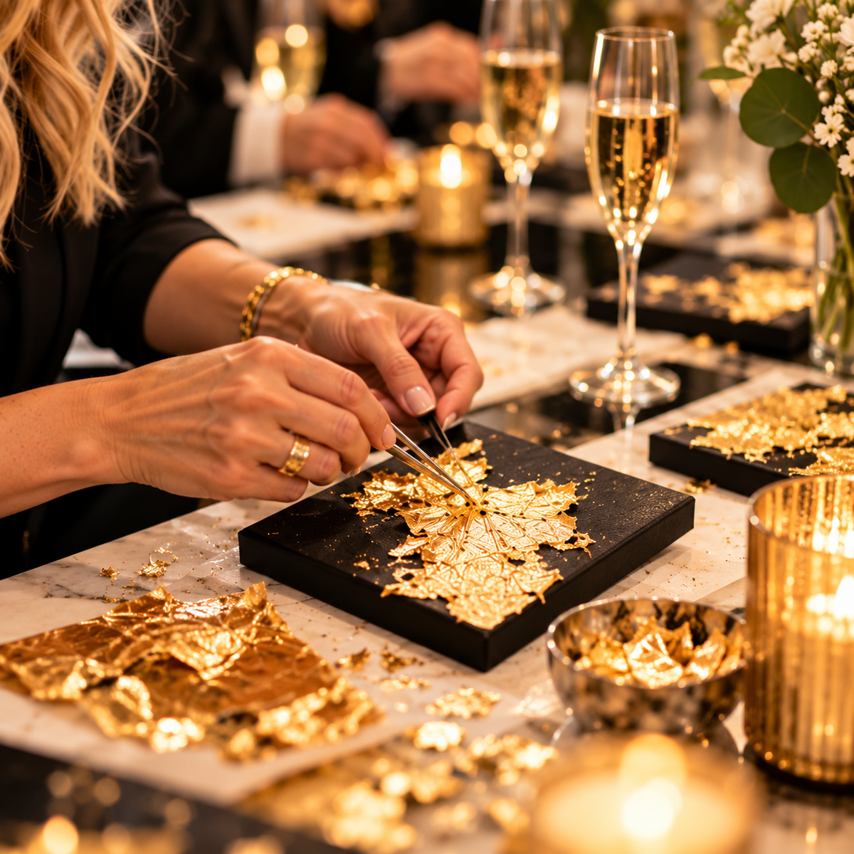 ÜBERFÜLLE-ABEND in der Galerie: Kunst, Champagner und Dein persönliches Goldstück