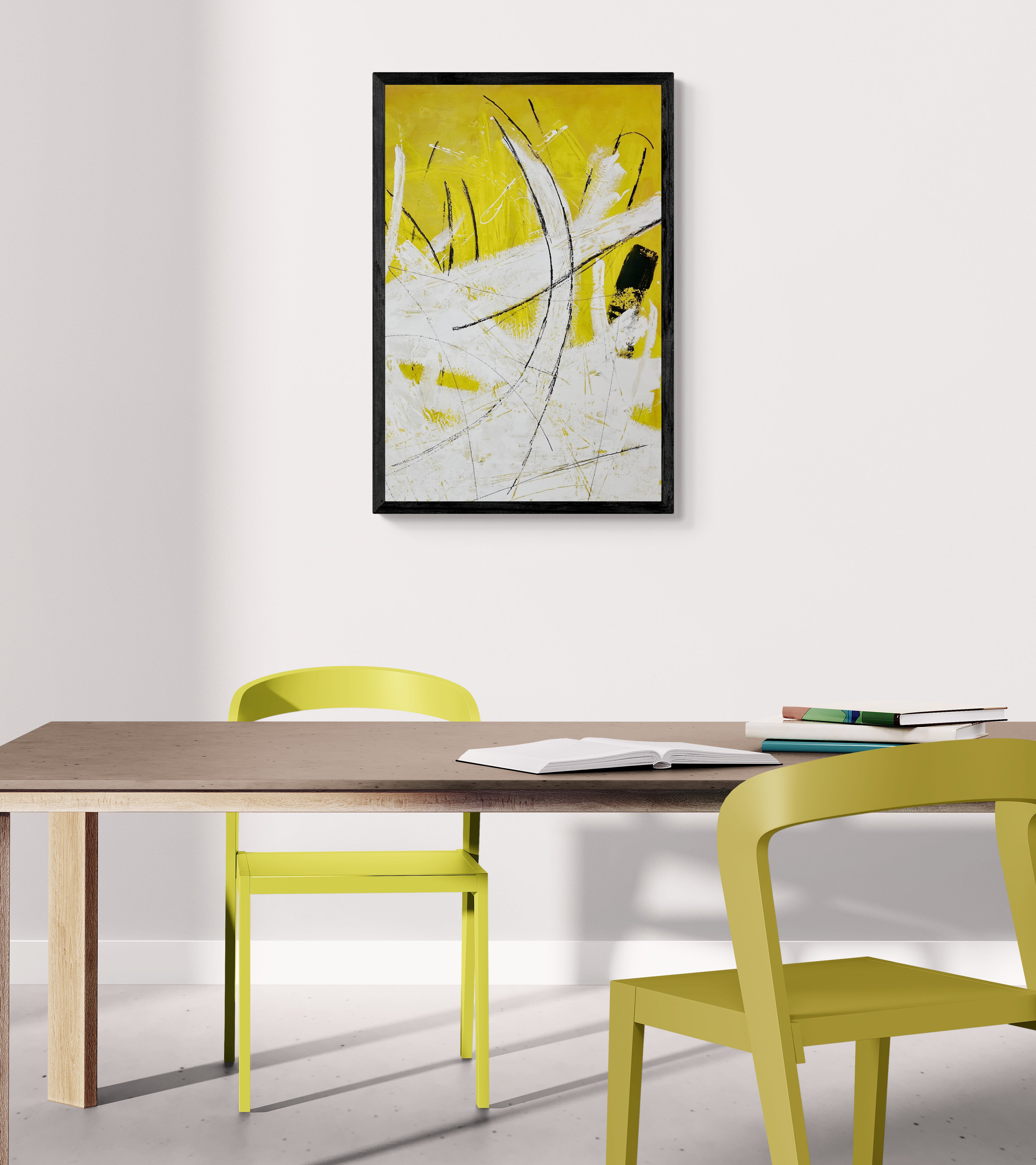 Artwork &quot;Explosion of Happiness&quot; - Poster Print in Wooden Frame