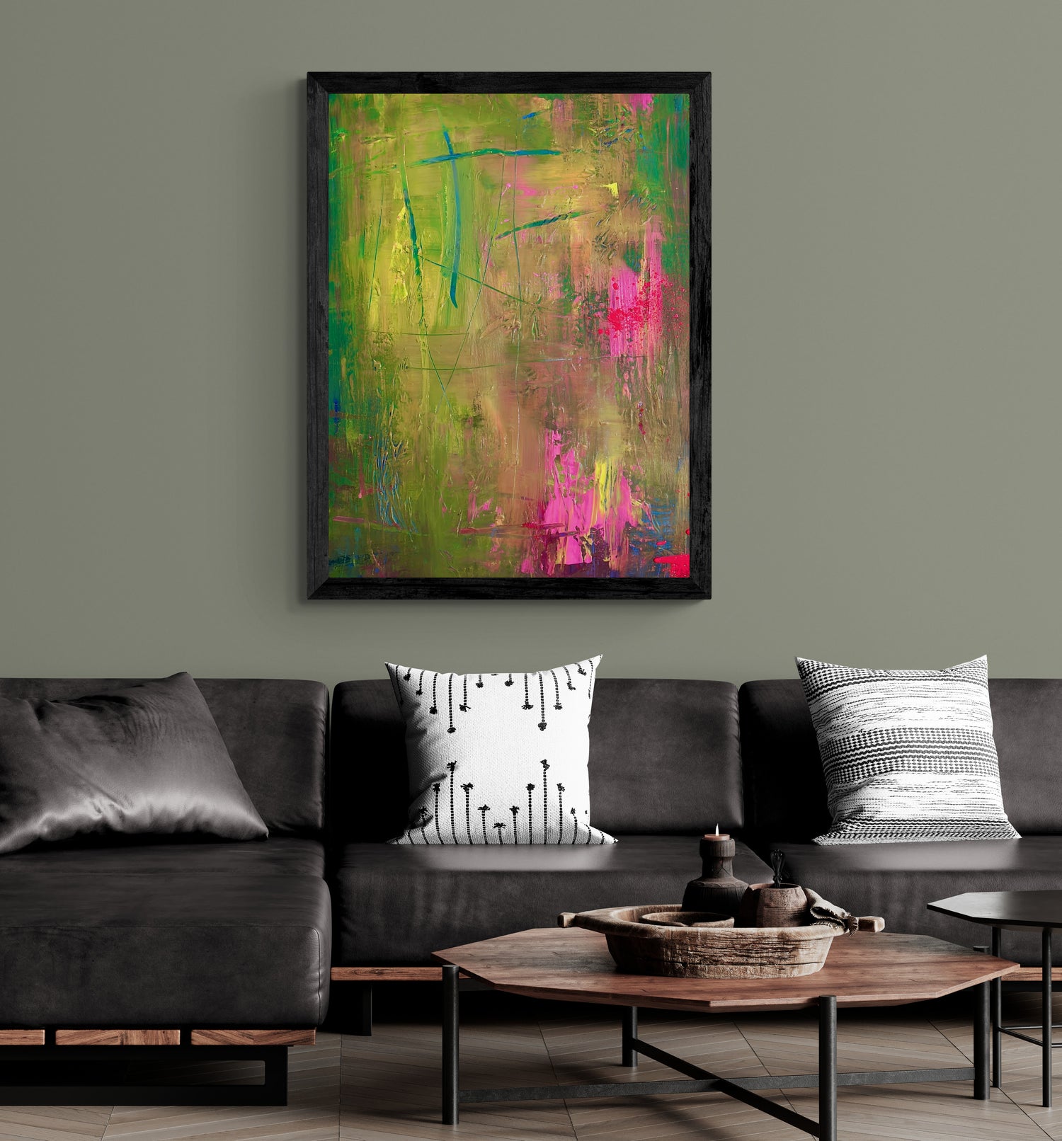 Original Acrylic Painting: &quot;Black and Pink Beauty&quot; - Exclusive one-of-a-kind Artwork, 100*100 cm (39 inch)