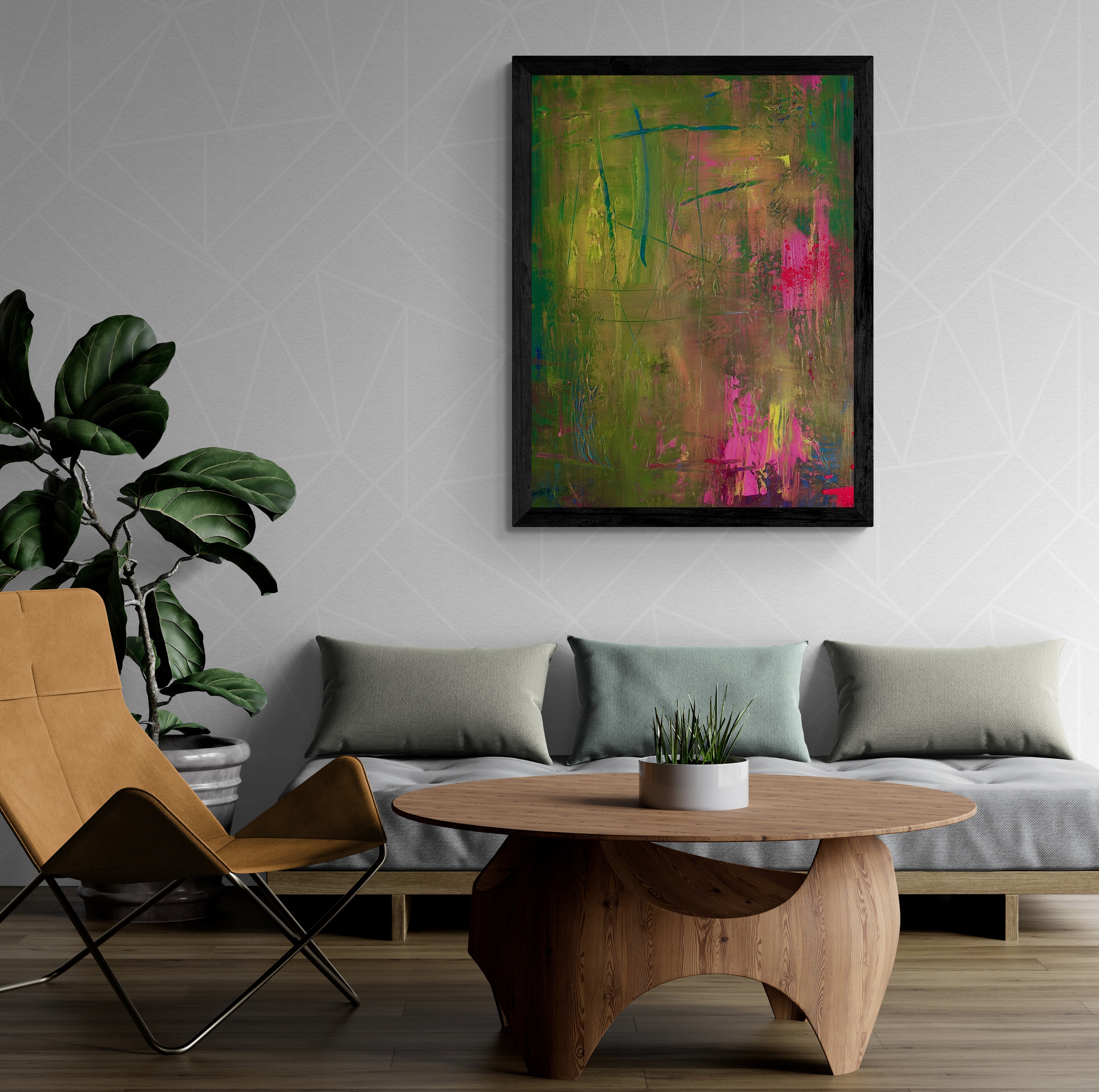 Original Acrylic Painting: &quot;Black and Pink Beauty&quot; - Exclusive one-of-a-kind Artwork, 100*100 cm (39 inch)