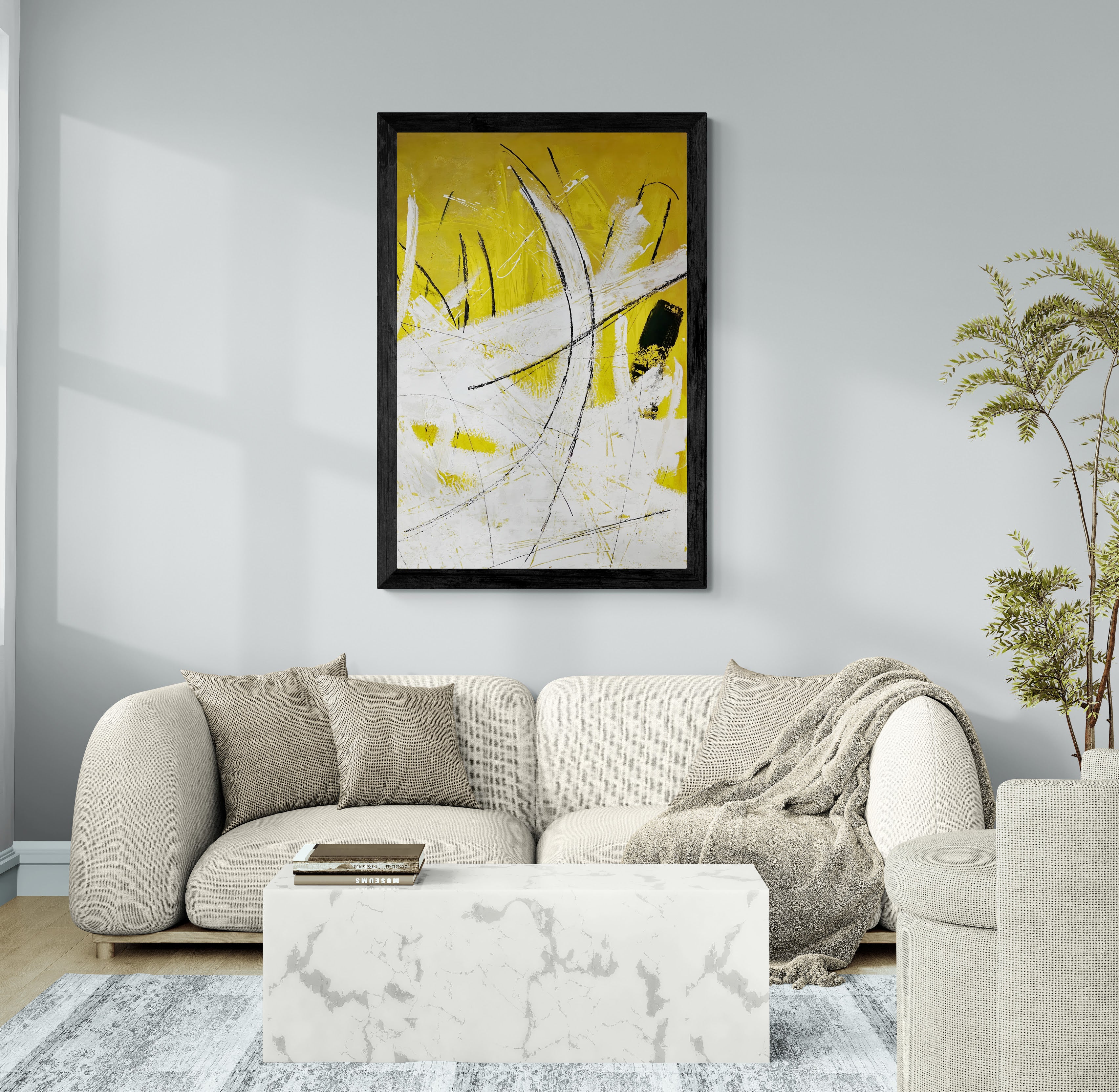 Artwork &quot;Explosion of Happiness&quot; - Poster Print in Wooden Frame