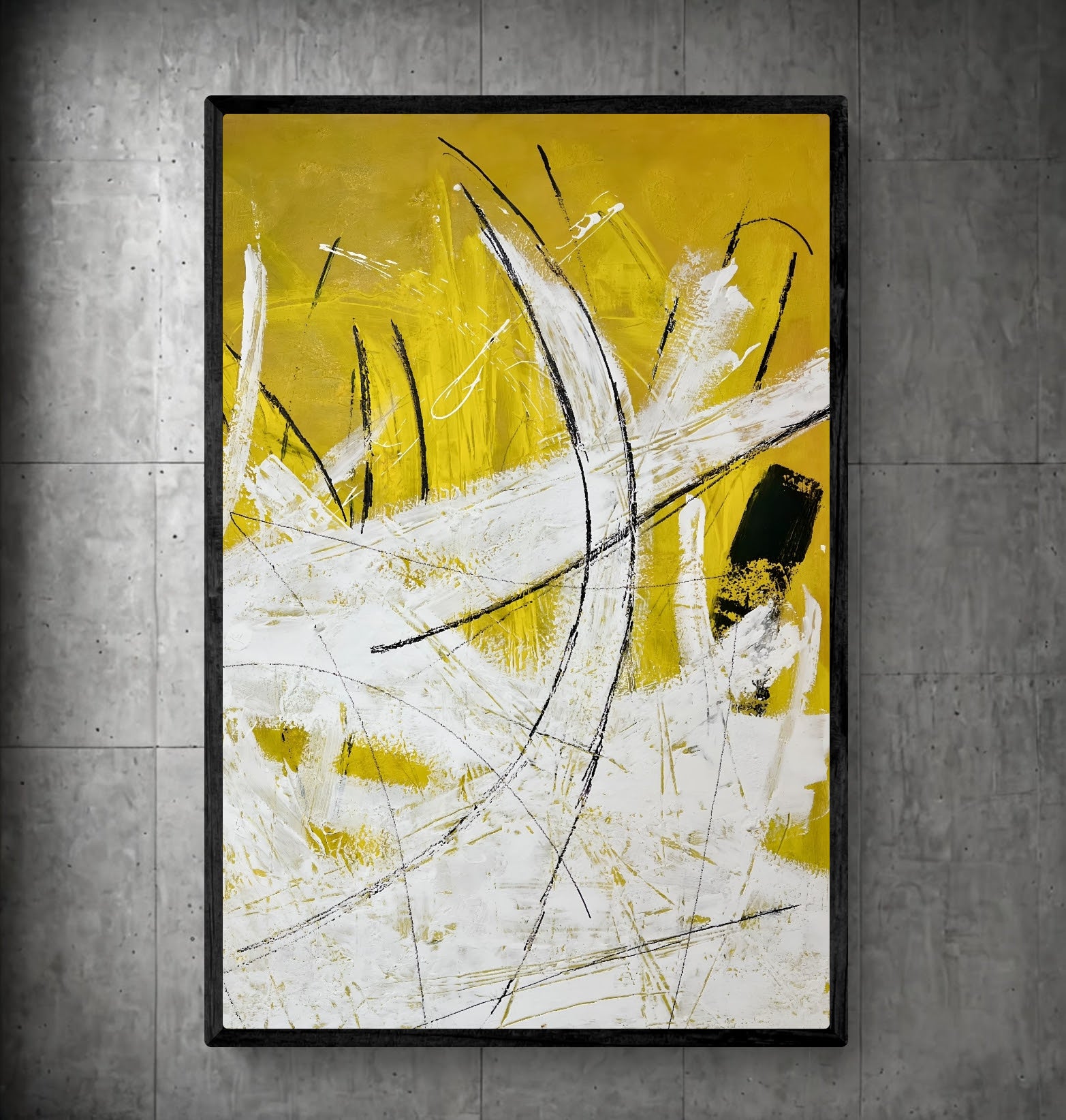 Artwork &quot;Explosion of Happiness&quot; - Poster Print in Wooden Frame