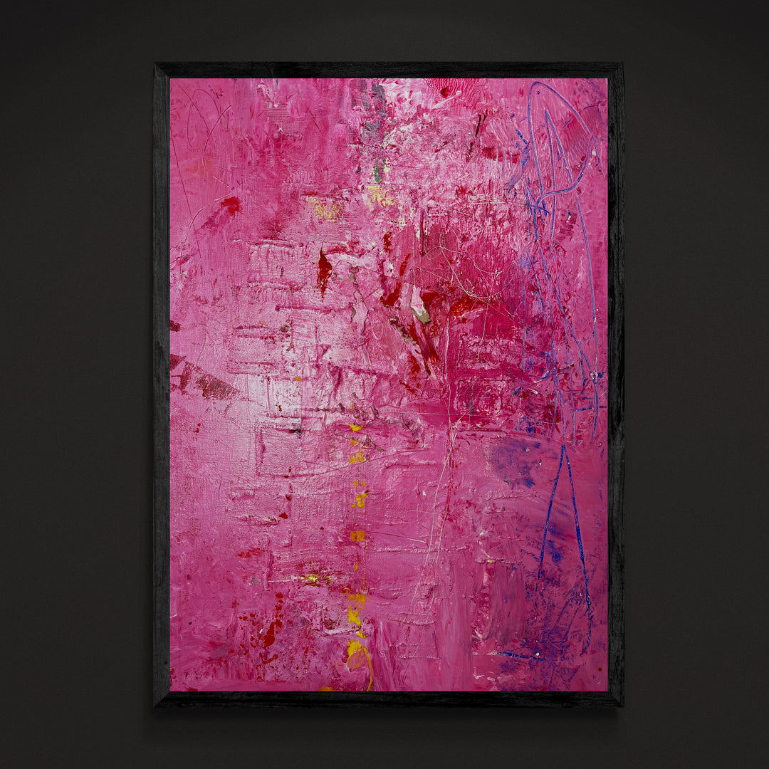 Original Acrylic Painting: &quot;Black and Pink Beauty&quot; - Exclusive one-of-a-kind Artwork, 100*100 cm (39 inch)