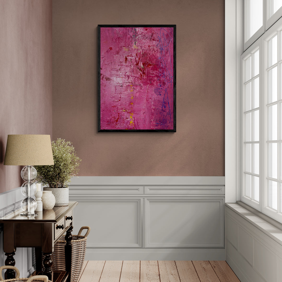 Original Acrylic Painting: &quot;Black and Pink Beauty&quot; - Exclusive one-of-a-kind Artwork, 100*100 cm (39 inch)