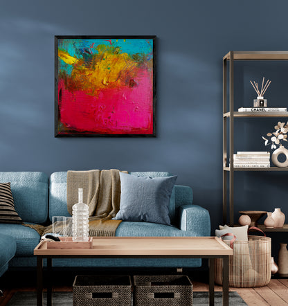 Artwork &quot;Positive Energy 2&quot; - Poster Print in Wooden Frame