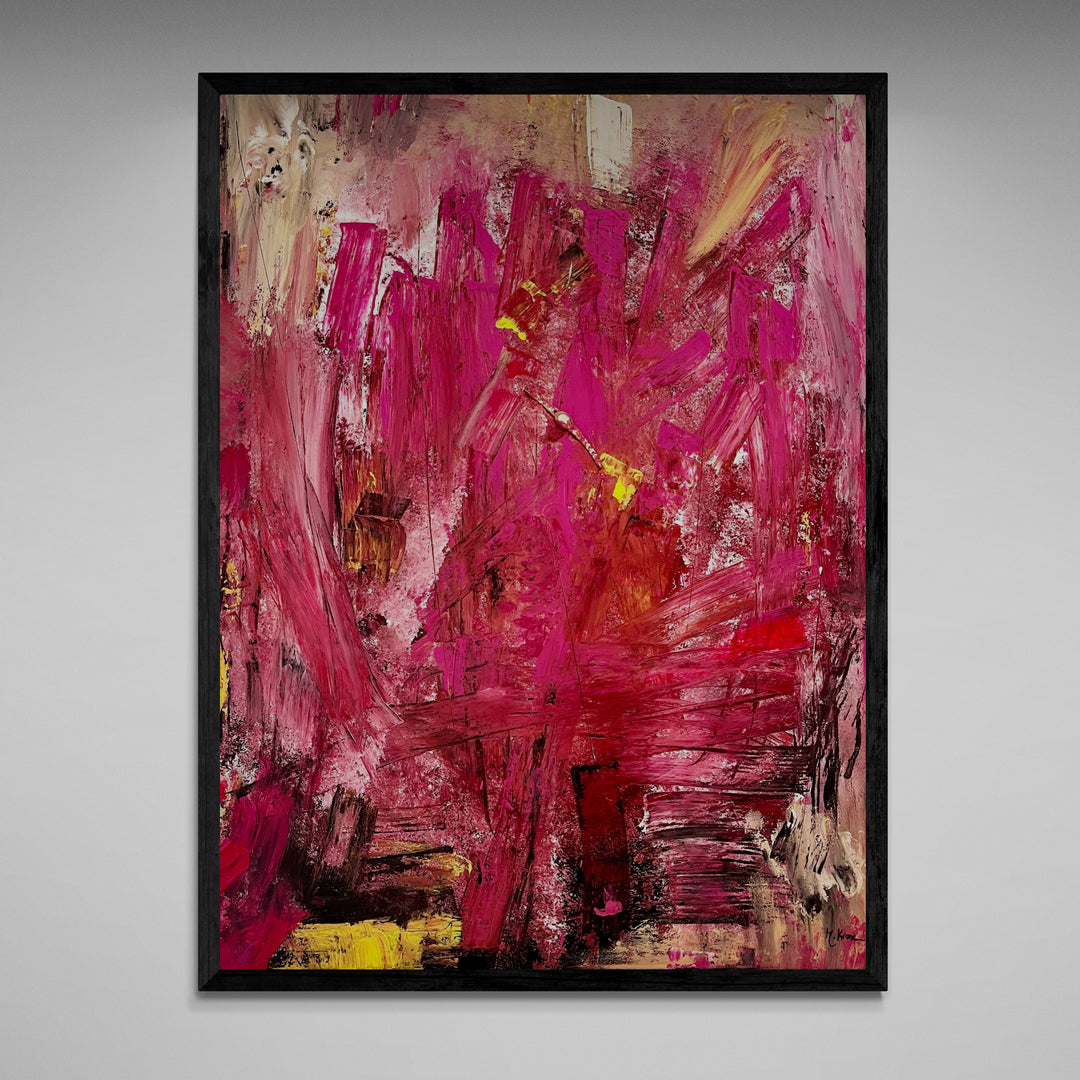 Original Acrylic Painting: &quot;Black and Pink Beauty&quot; - Exclusive one-of-a-kind Artwork, 100*100 cm (39 inch)