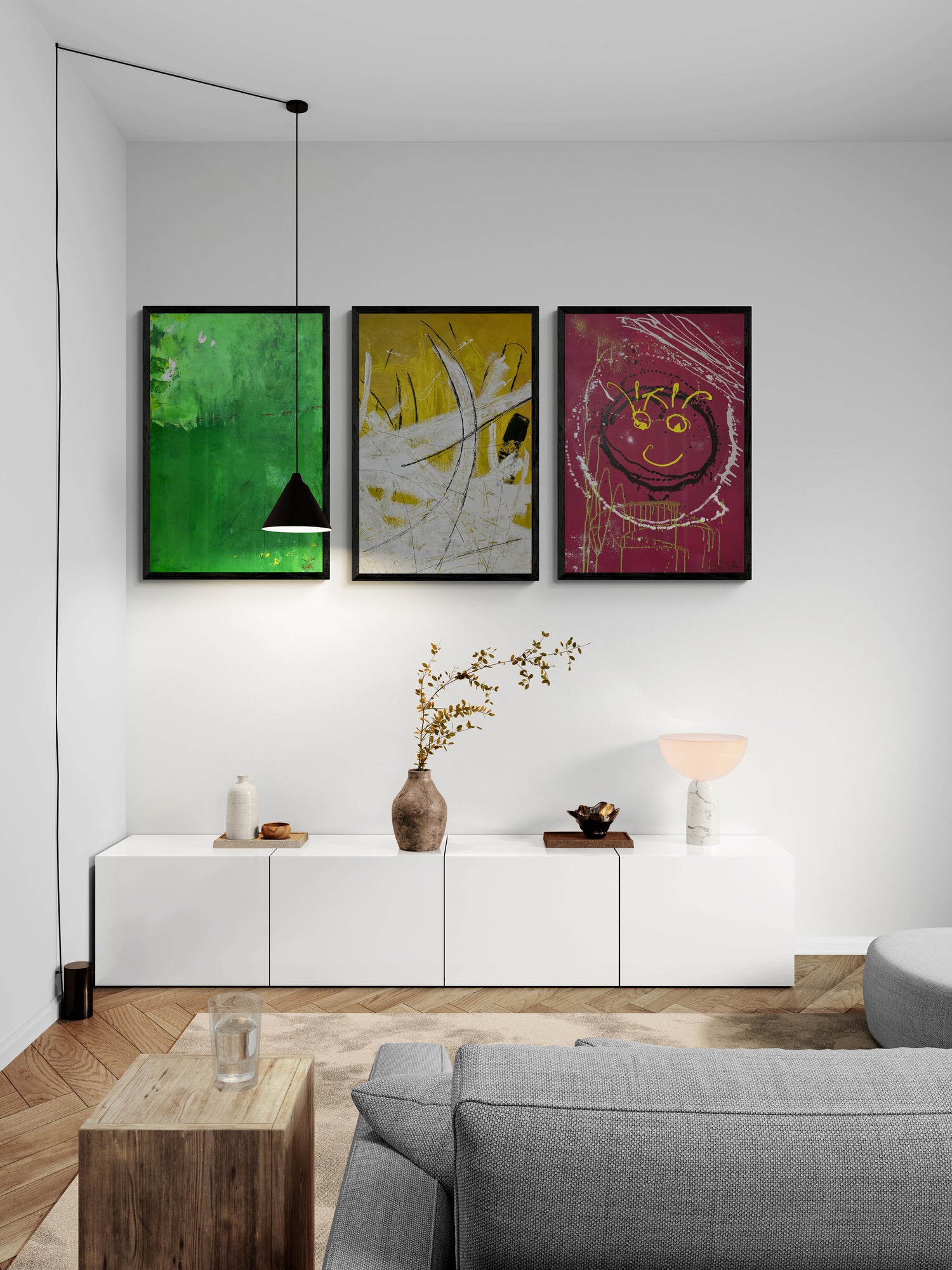 3 artworks &quot;Bundle of Happiness&quot; - Premium Prints with gallery frame