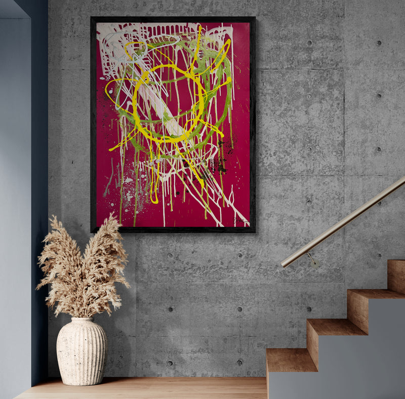 Original Acrylic Painting: &quot;Black and Pink Beauty&quot; - Exclusive one-of-a-kind Artwork, 100*100 cm (39 inch)