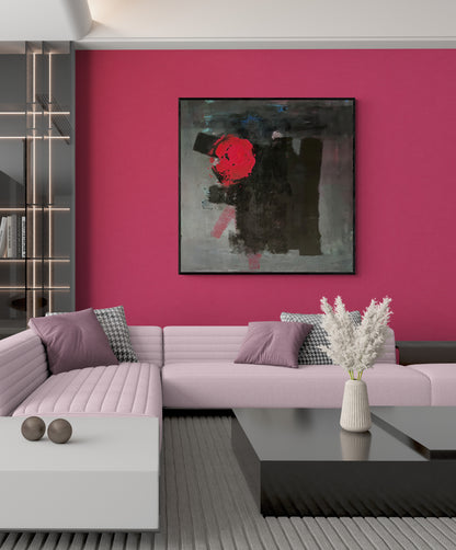 Original Kunstwerk: &quot;Schwarz-Pinke Schönheit&quot;, 100*100 cm