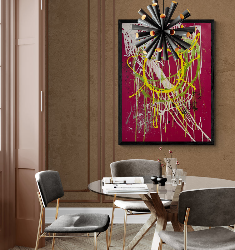 Original Acrylic Painting: &quot;Black and Pink Beauty&quot; - Exclusive one-of-a-kind Artwork, 100*100 cm (39 inch)