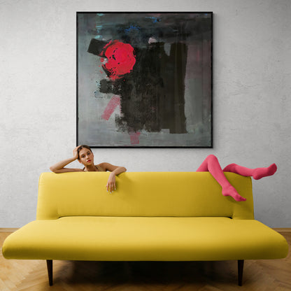 Original Kunstwerk: &quot;Schwarz-Pinke Schönheit&quot;, 100*100 cm